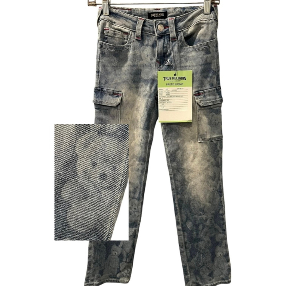 True Religion Teddy Bear Proto Submit Sample Size 8 Girls Cargo Jeans Wide Rare